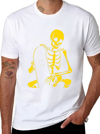 Camiseta Negra con Esqueleto Skater Amarillo