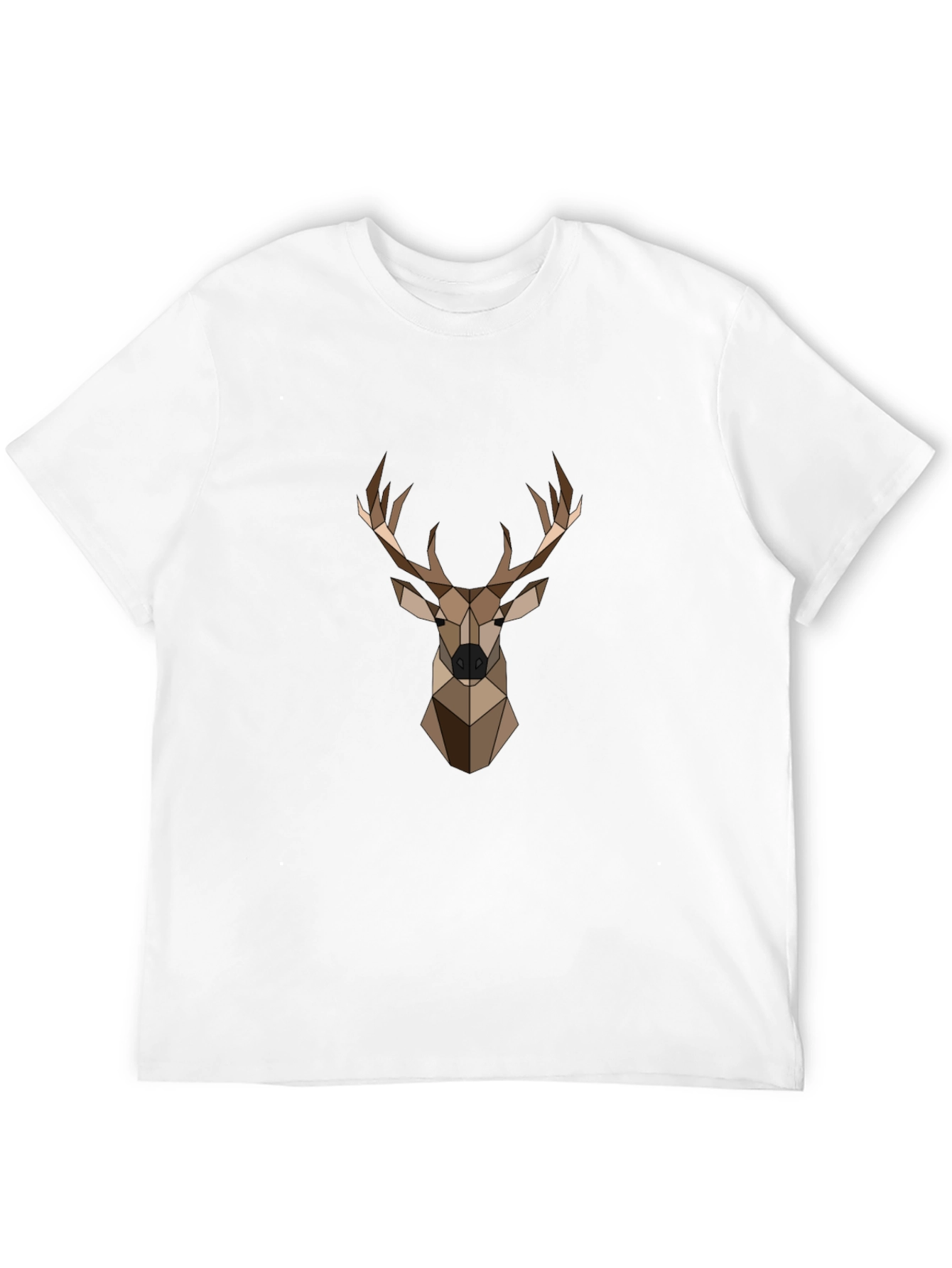 Camiseta Negra con Diseño Geométrico de Ciervo