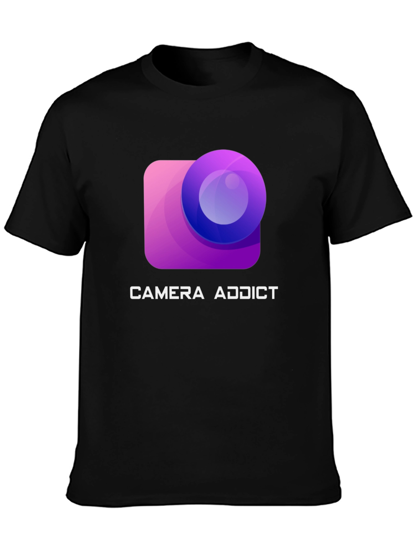 Camiseta Negra Camera Addict para Amantes de la Fotografía
