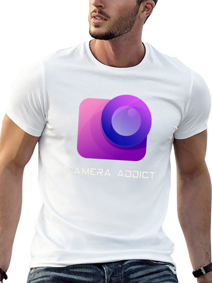 Camiseta Negra Camera Addict para Amantes de la Fotografía
