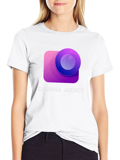 Camiseta Negra Camera Addict para Amantes de la Fotografía