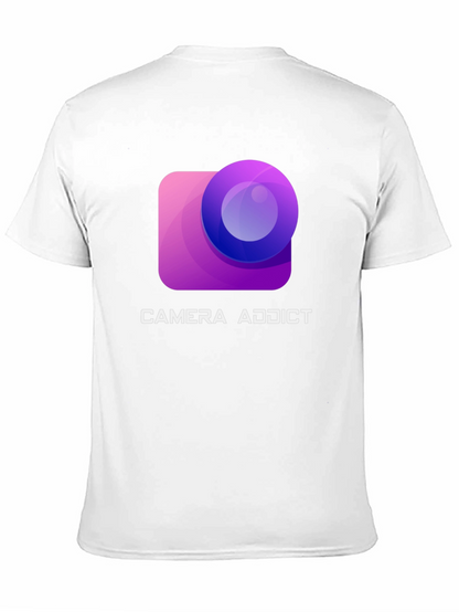 Camiseta Negra Camera Addict para Amantes de la Fotografía