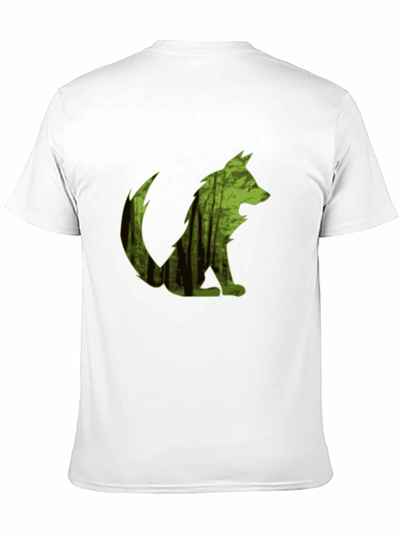 Camiseta Negra Hombre Diseño Lobo Bosque
