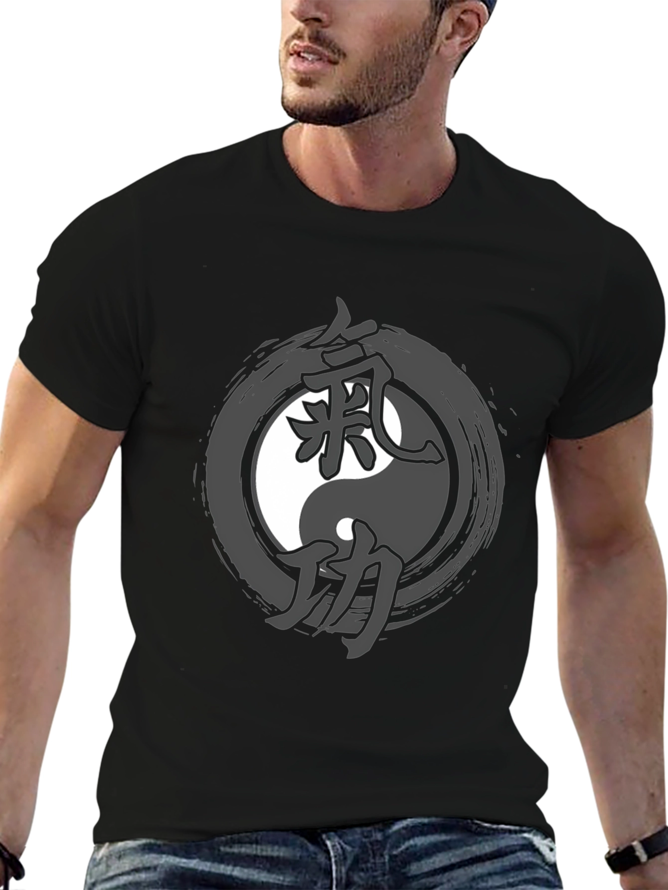 Camiseta Hombre Yin Yang con Kanji