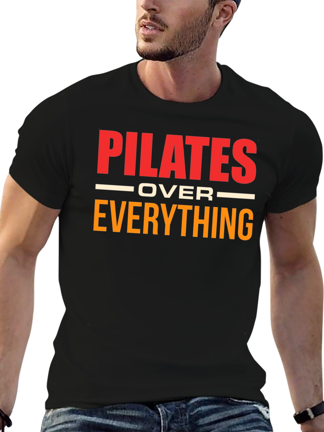 Camiseta Pilates Over Everything Negra Algodón Unisex