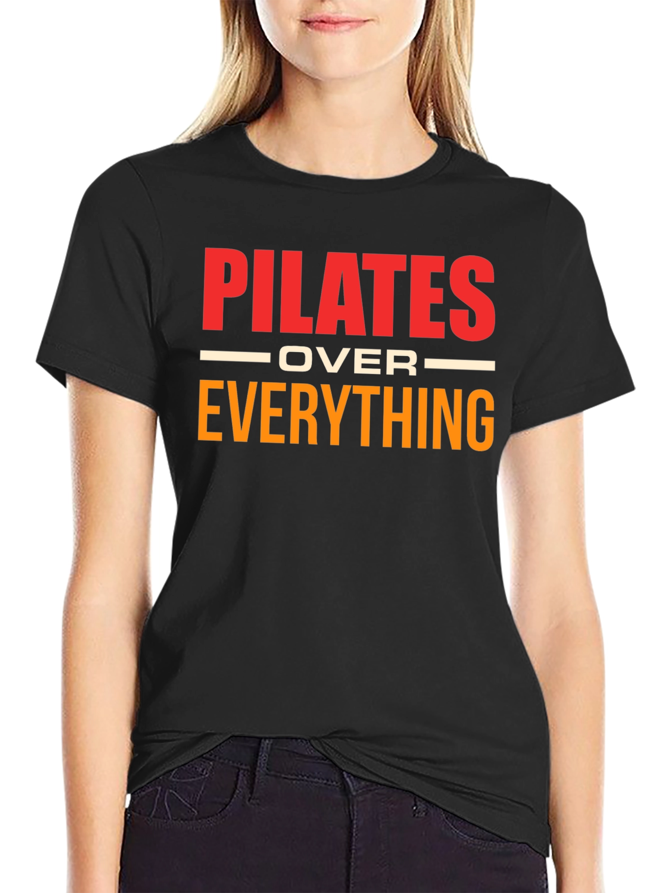 Camiseta Pilates Over Everything Negra Algodón Unisex