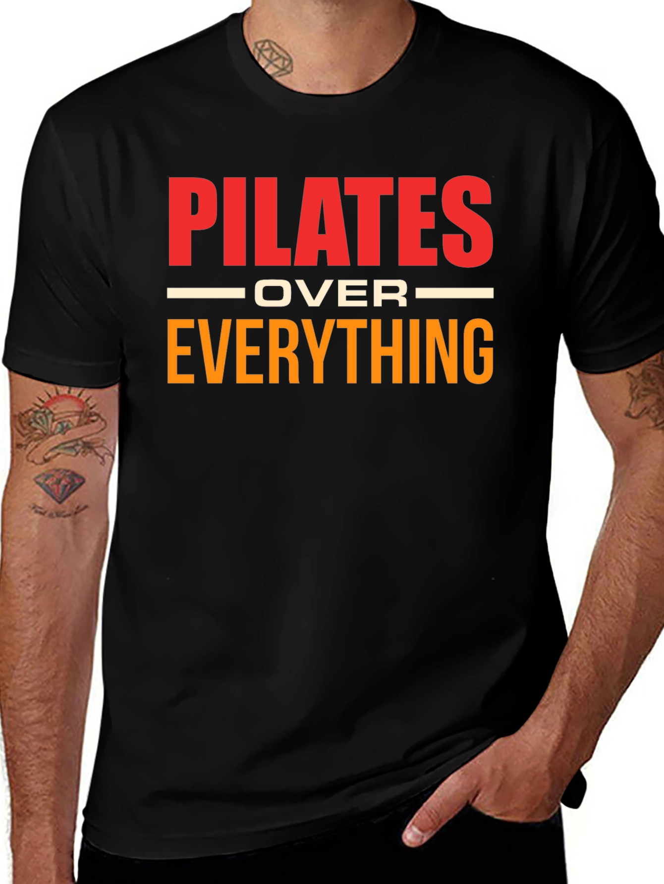 Camiseta Pilates Over Everything Negra Algodón Unisex