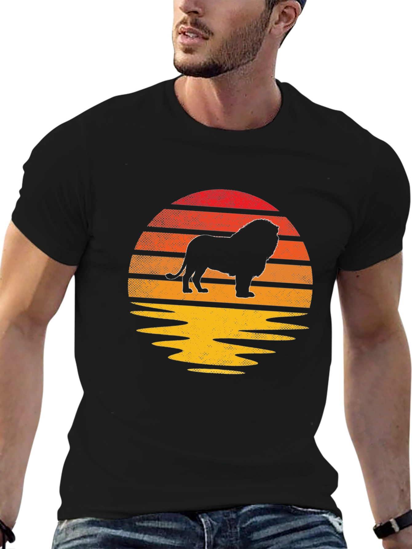 Camiseta Hombre León Sunset Silueta