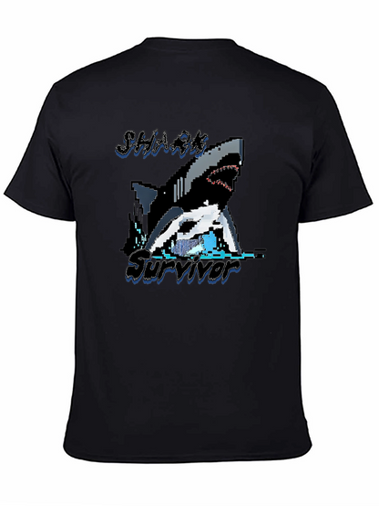 Camiseta Negra Tiburón Pixelado - Superviviente