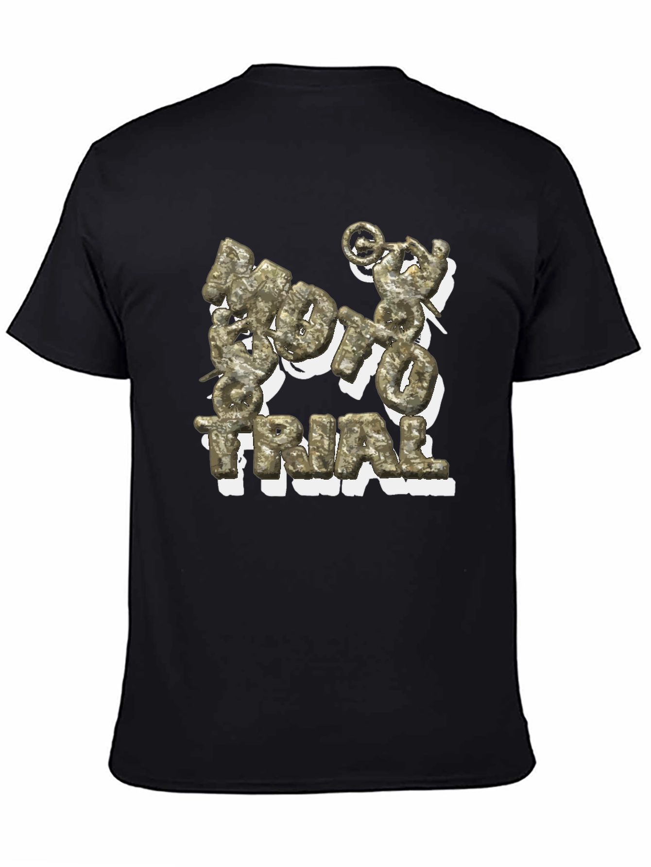 Camiseta Negra Moto Trial Estilo Militar