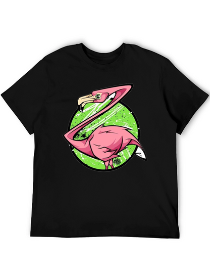 Camiseta Negra con Estampado de Flamenco Divertido