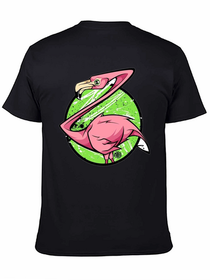 Camiseta Negra con Estampado de Flamenco Divertido