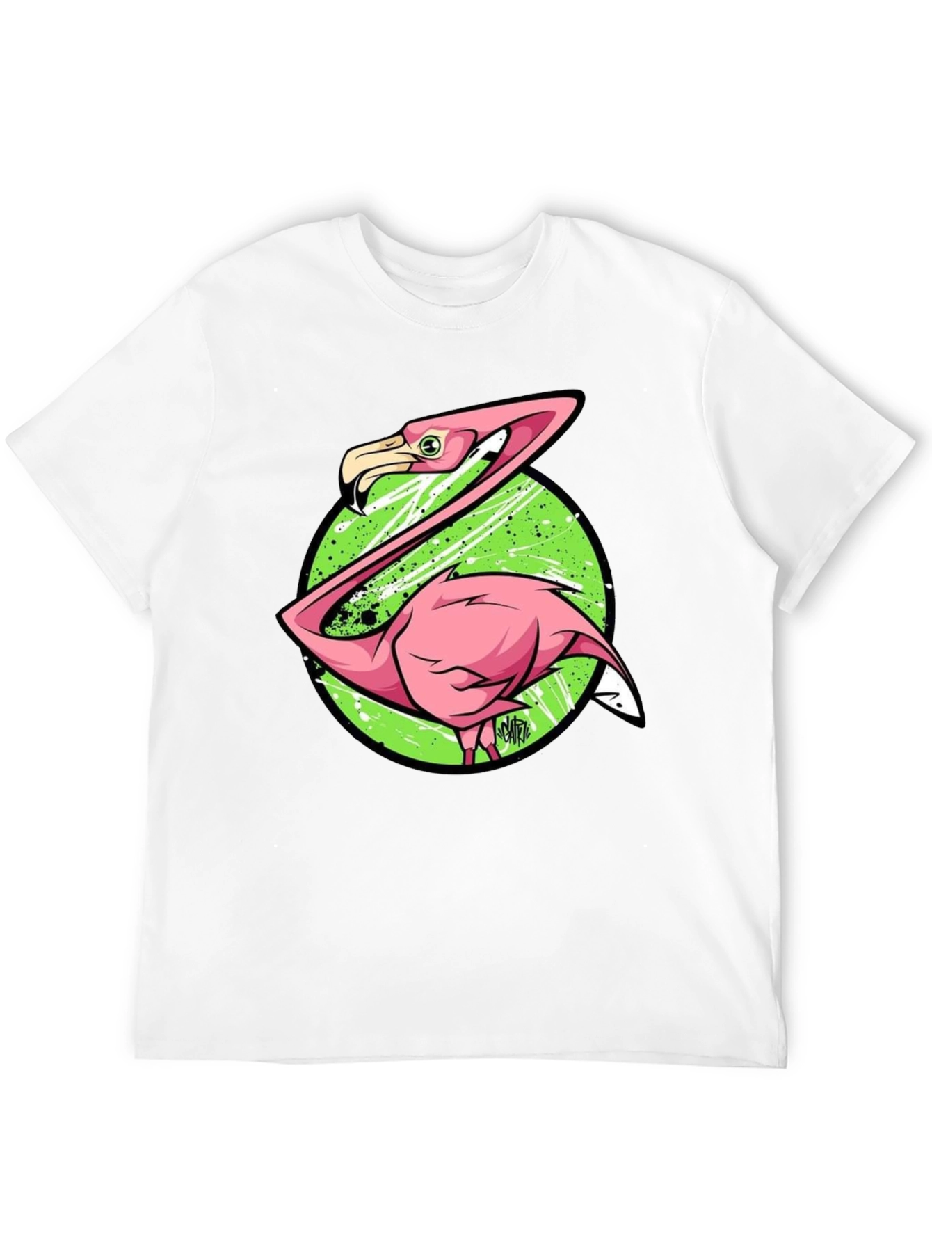 Camiseta Negra con Estampado de Flamenco Divertido