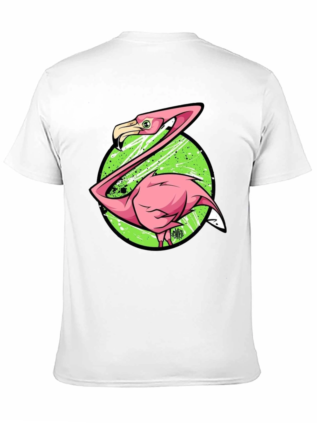 Camiseta Negra con Estampado de Flamenco Divertido