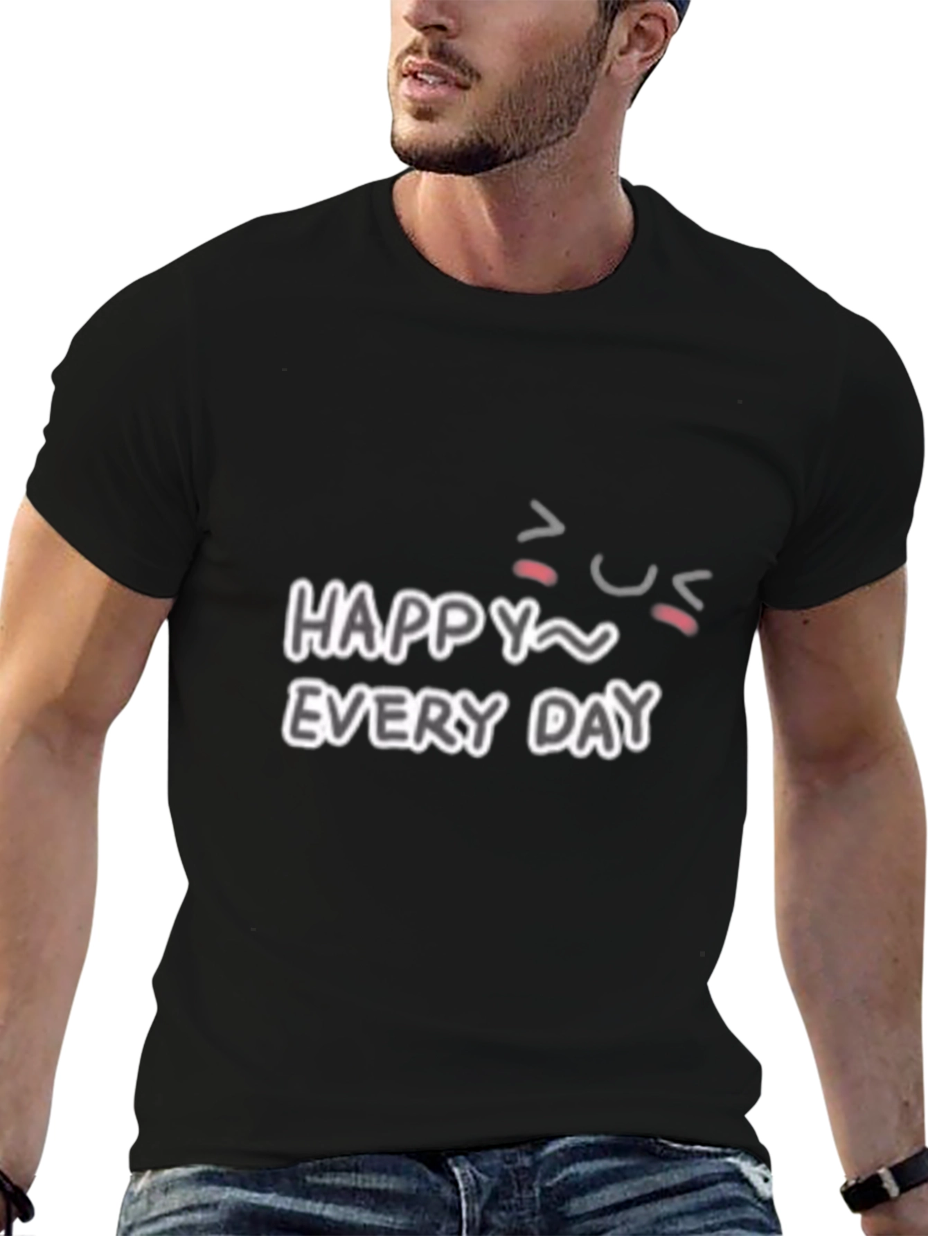 Camiseta Negra Happy Every Day para Hombre