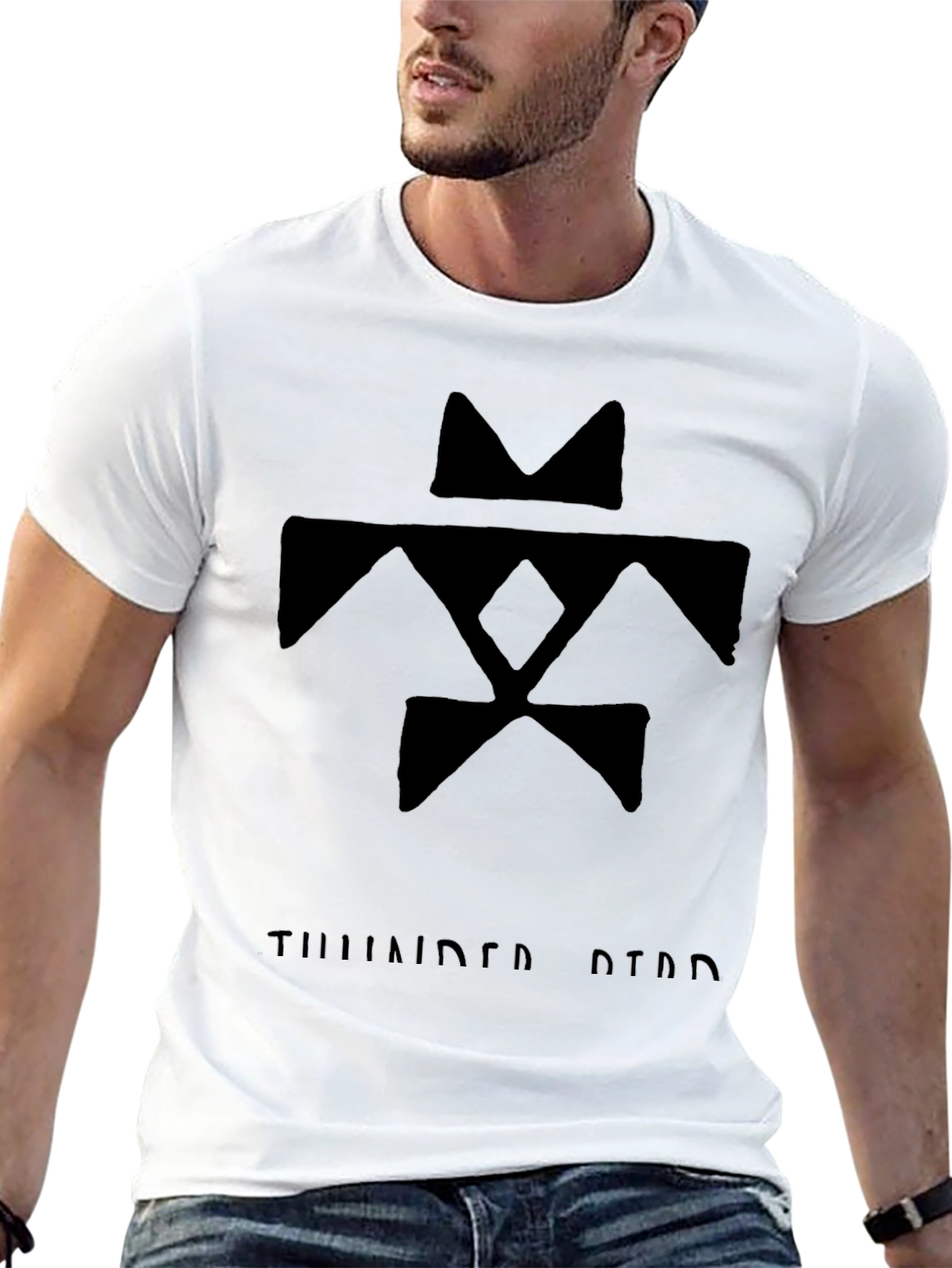 Camiseta Negra con Diseño Tribal Thunderbird