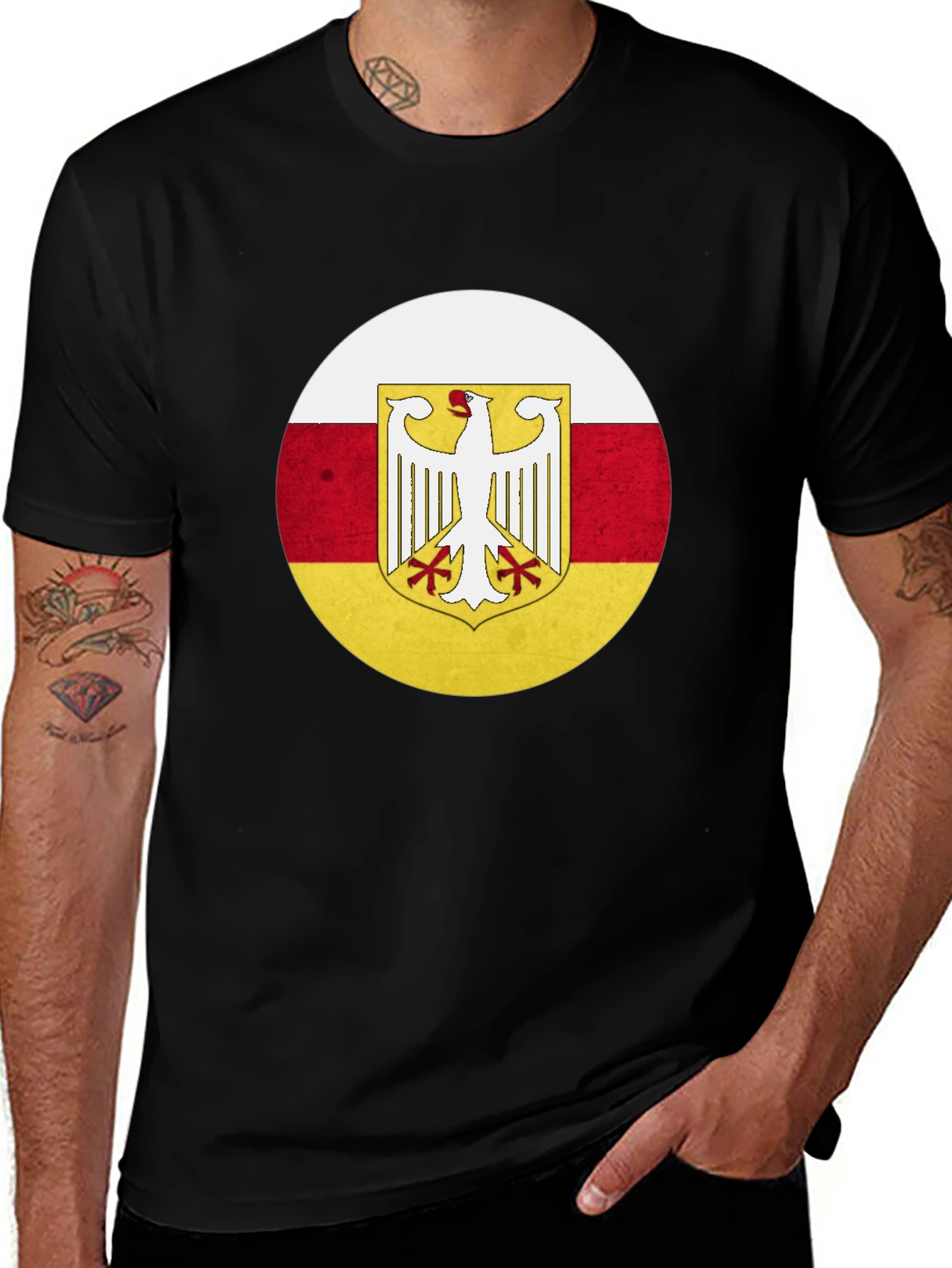 Camiseta Negra con Diseño Bandera de Osetia del Sur
