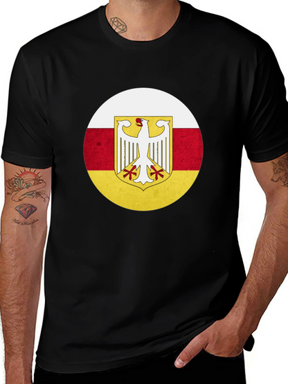 Camiseta Negra con Diseño Bandera de Osetia del Sur