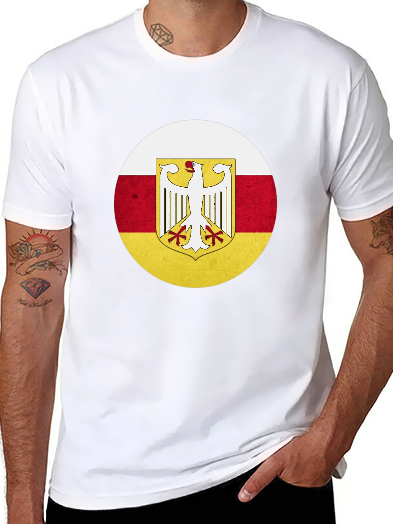 Camiseta Negra con Diseño Bandera de Osetia del Sur