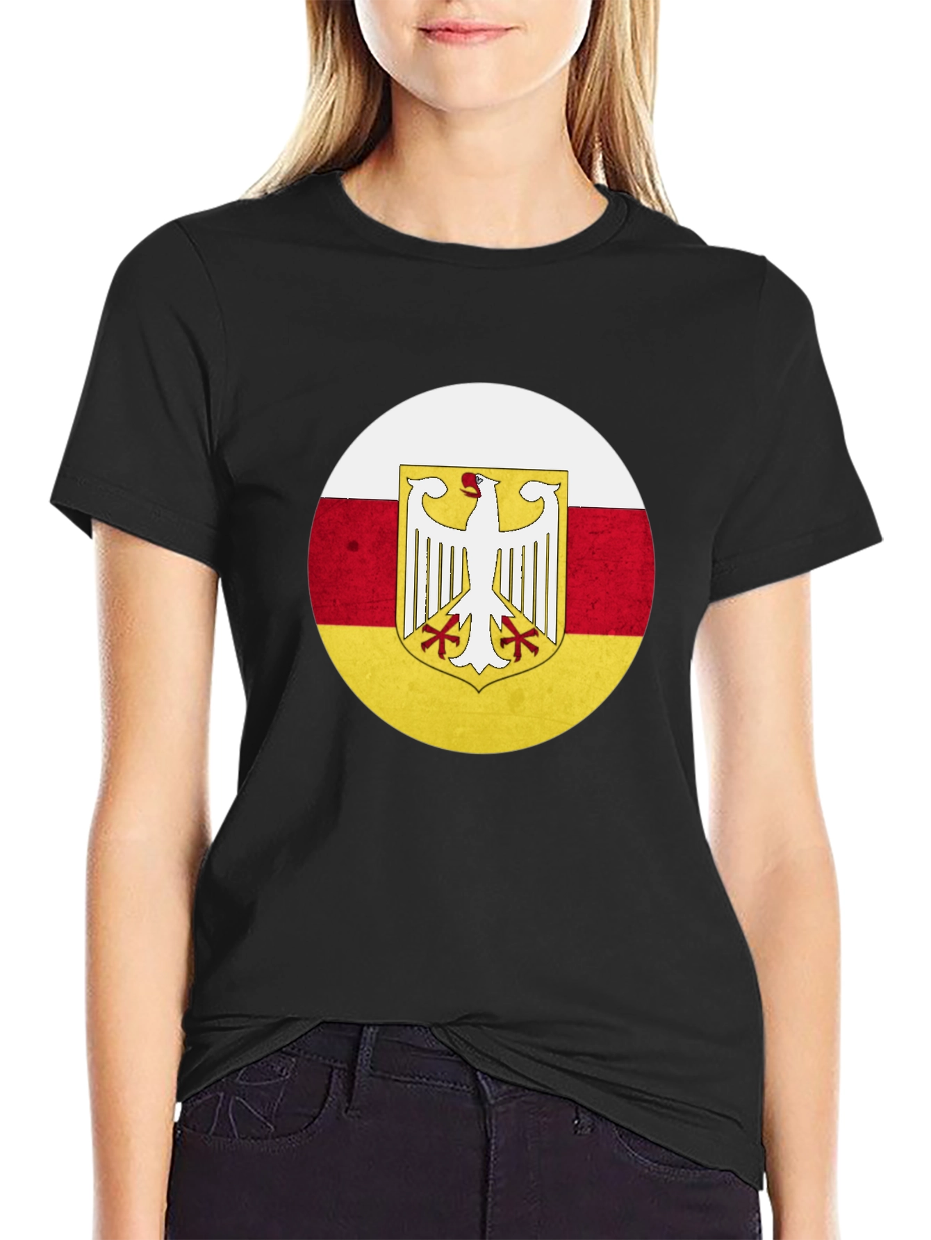 Camiseta Negra con Diseño Bandera de Osetia del Sur