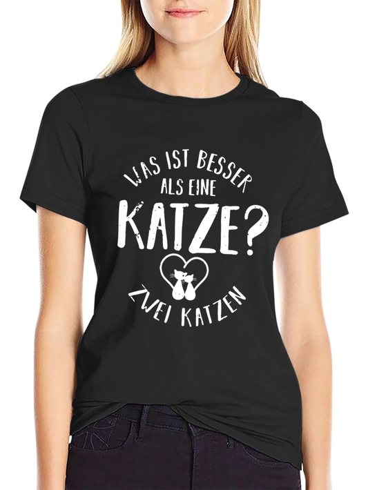 Camiseta Negra con Diseño de Gatos Divertida