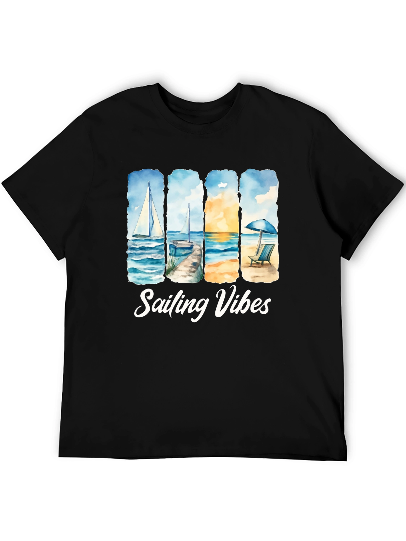 Camiseta Negra Sailing Vibes Estampada