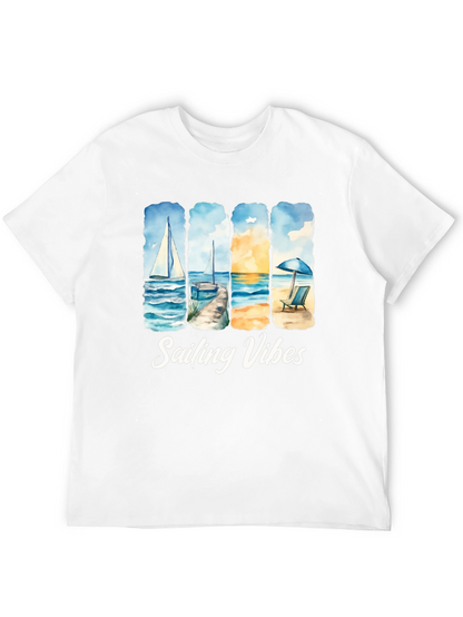 Camiseta Negra Sailing Vibes Estampada