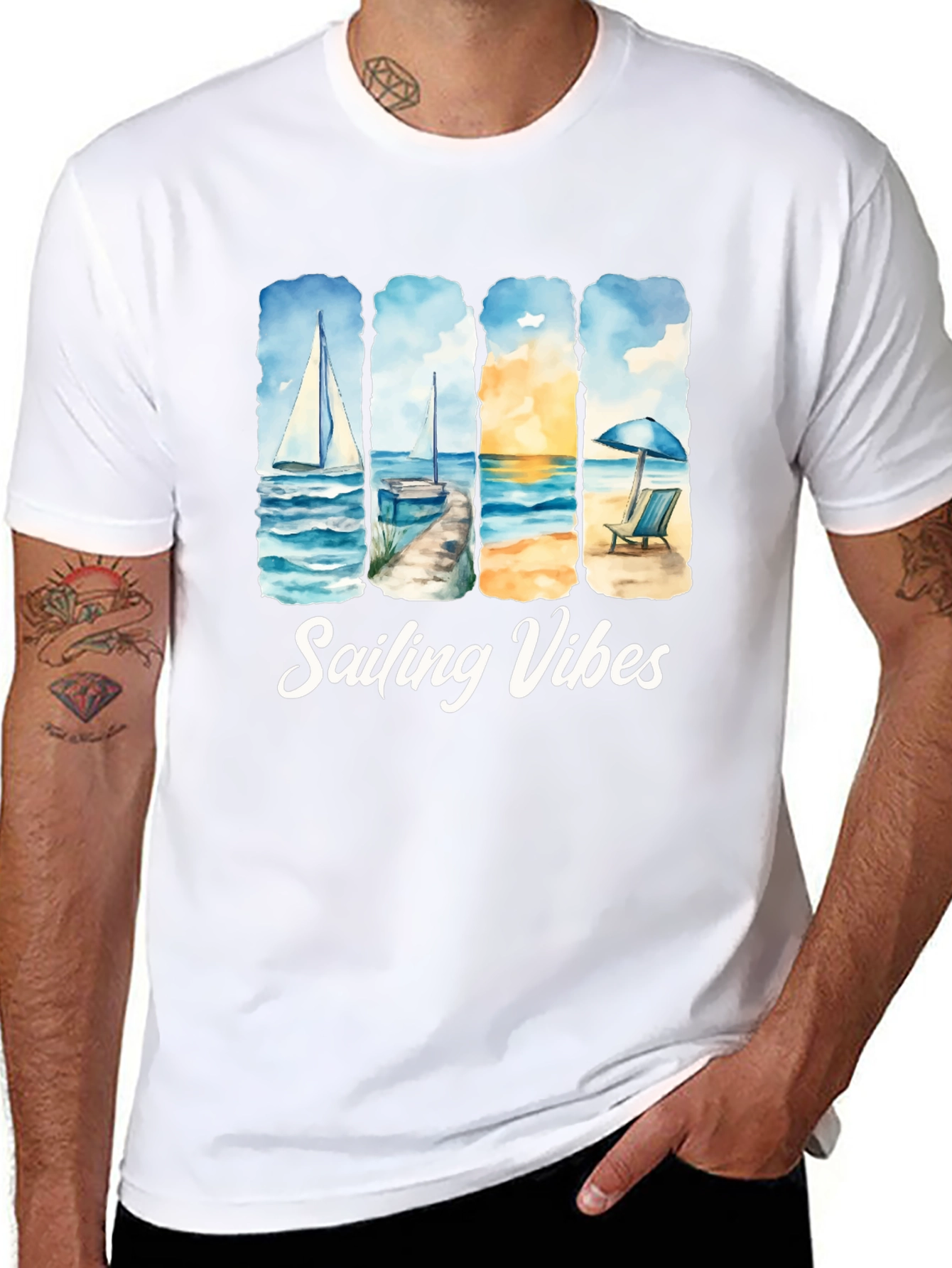 Camiseta Negra Sailing Vibes Estampada