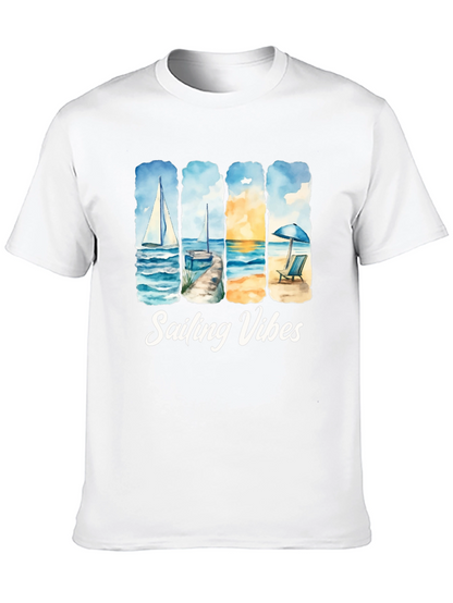 Camiseta Negra Sailing Vibes Estampada