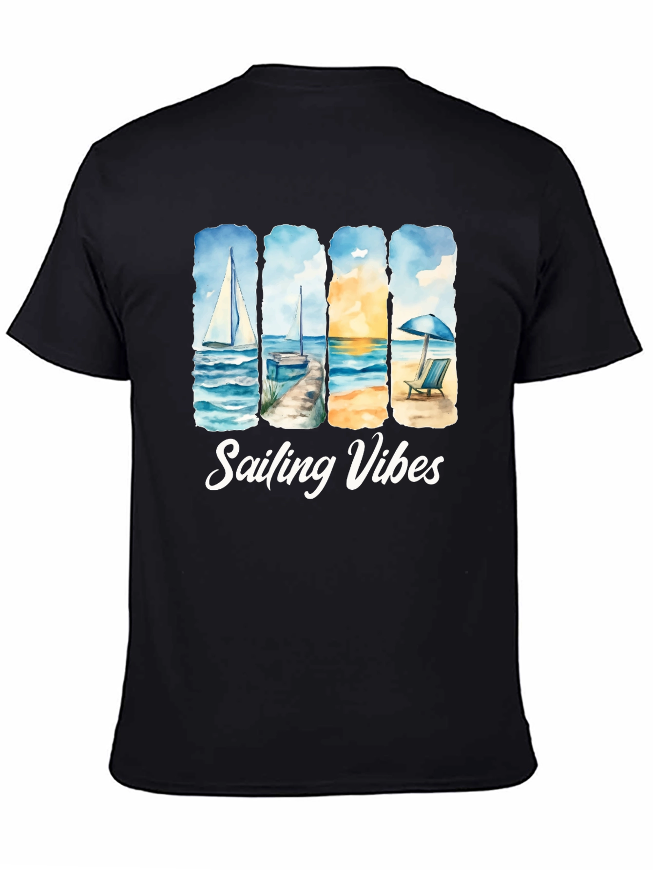 Camiseta Negra Sailing Vibes Estampada