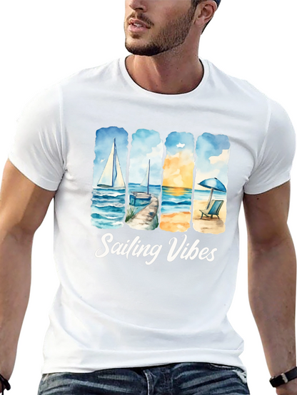 Camiseta Negra Sailing Vibes Estampada