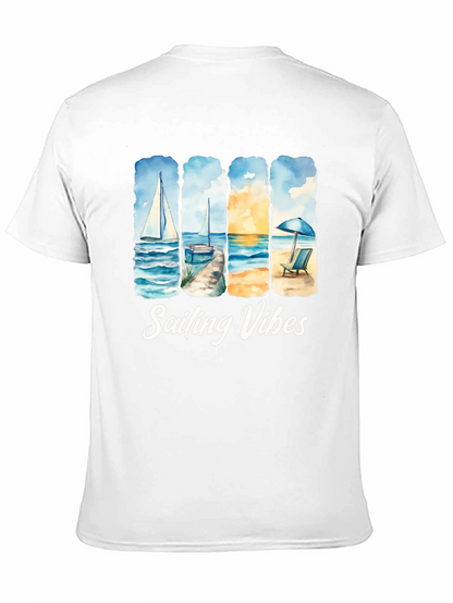 Camiseta Negra Sailing Vibes Estampada