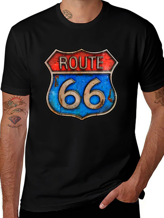 Camiseta Negra Ruta 66 Estilo Vintage