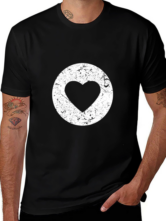 Camiseta Negra con Diseño de Corazón Vintage