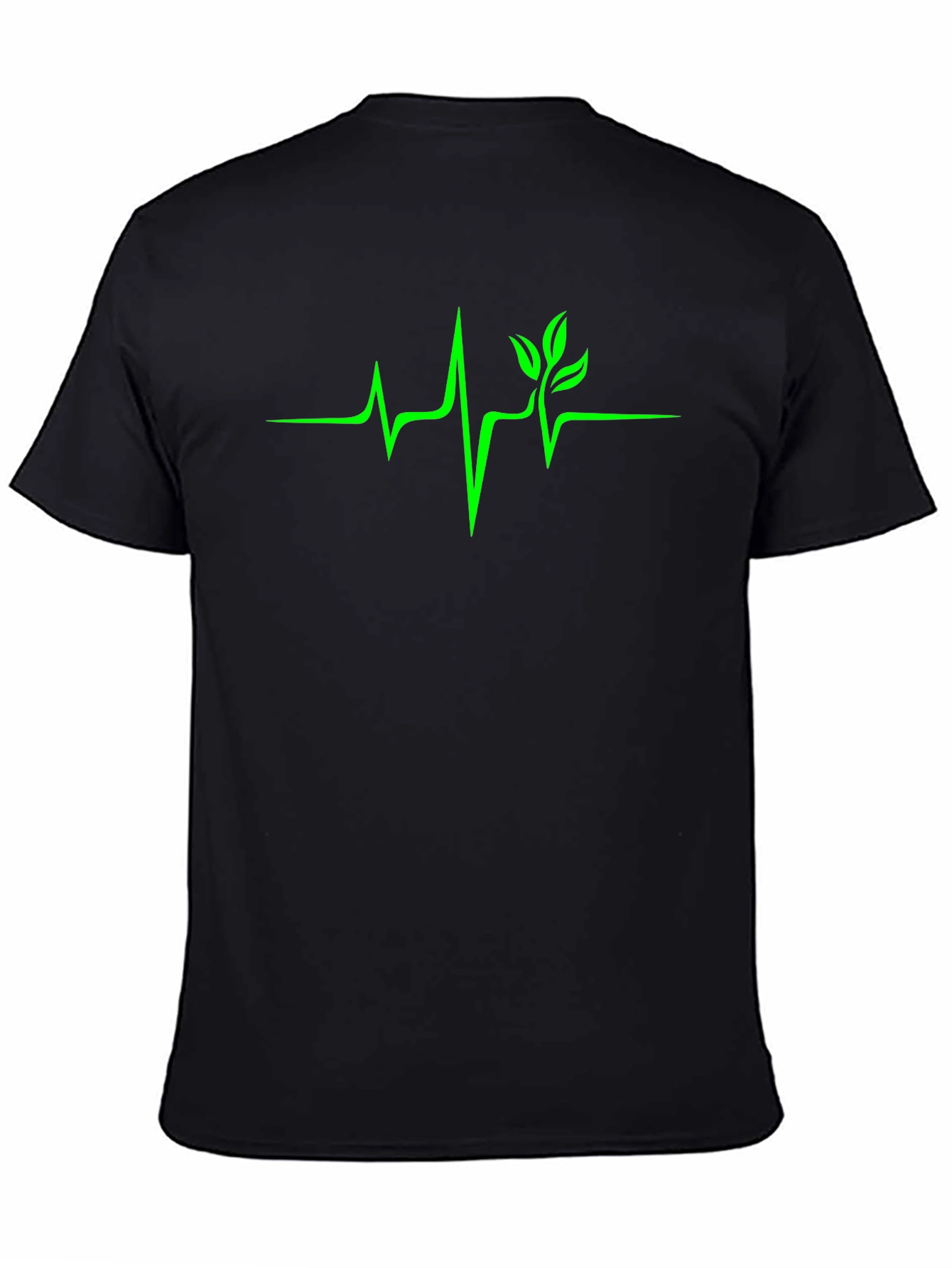 Camiseta Negra con Diseño de Latido Verde