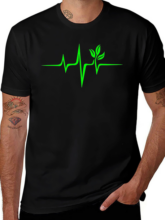 Camiseta Negra con Diseño de Latido Verde