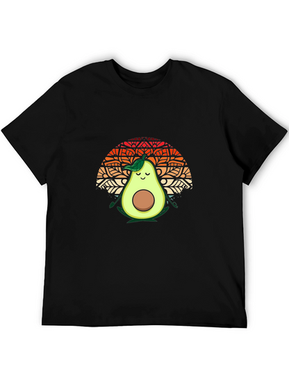 Camiseta Negra con Aguacate Meditando