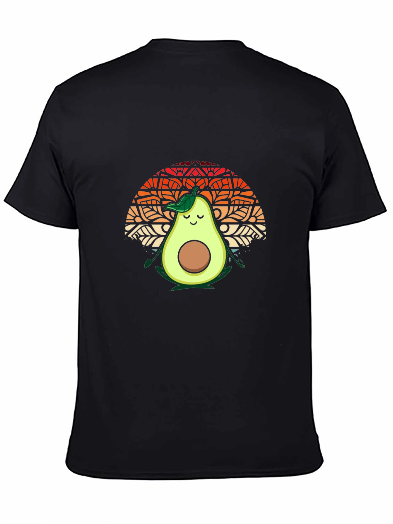 Camiseta Negra con Aguacate Meditando