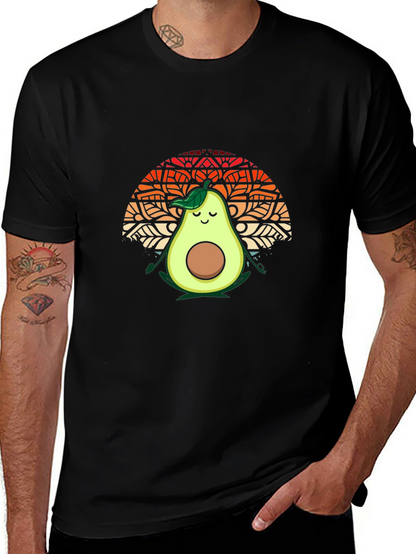Camiseta Negra con Aguacate Meditando