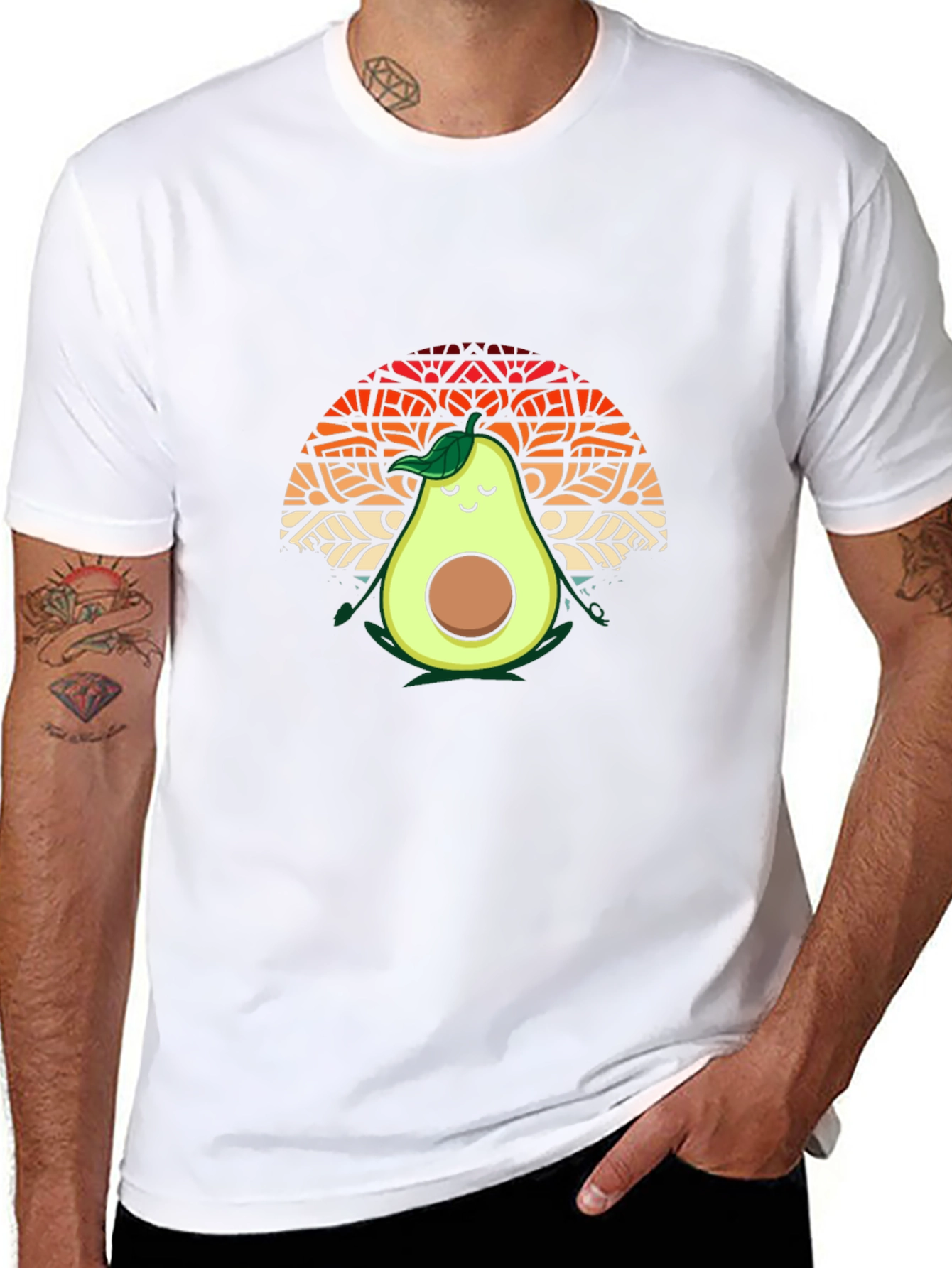 Camiseta Negra con Aguacate Meditando