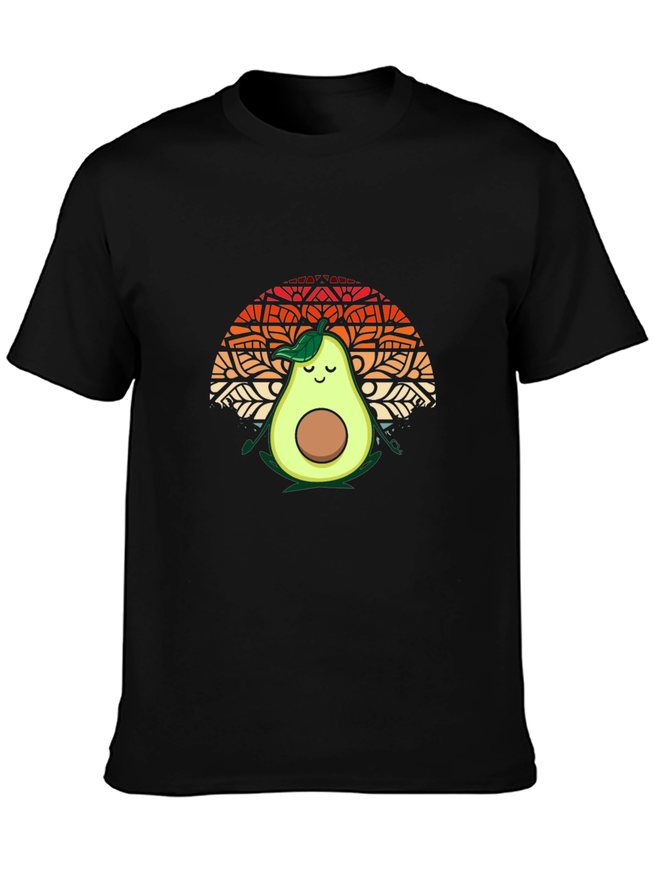 Camiseta Negra con Aguacate Meditando
