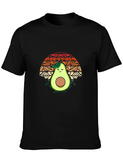 Camiseta Negra con Aguacate Meditando
