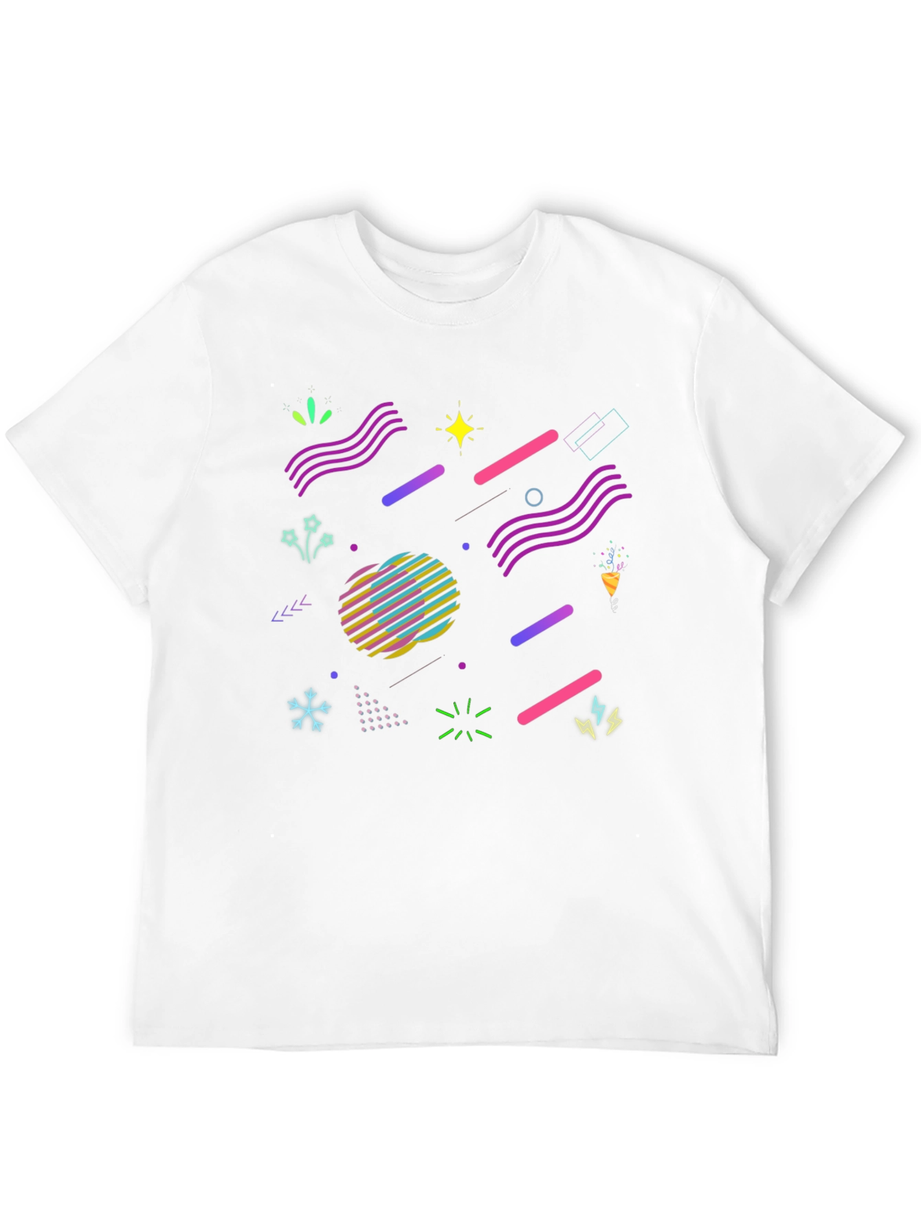 Camiseta Negra con Diseño Geométrico Retro