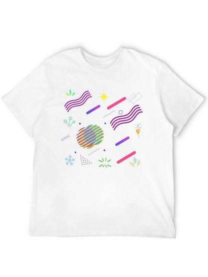 Camiseta Negra con Diseño Geométrico Retro