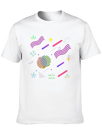 Camiseta Negra con Diseño Geométrico Retro