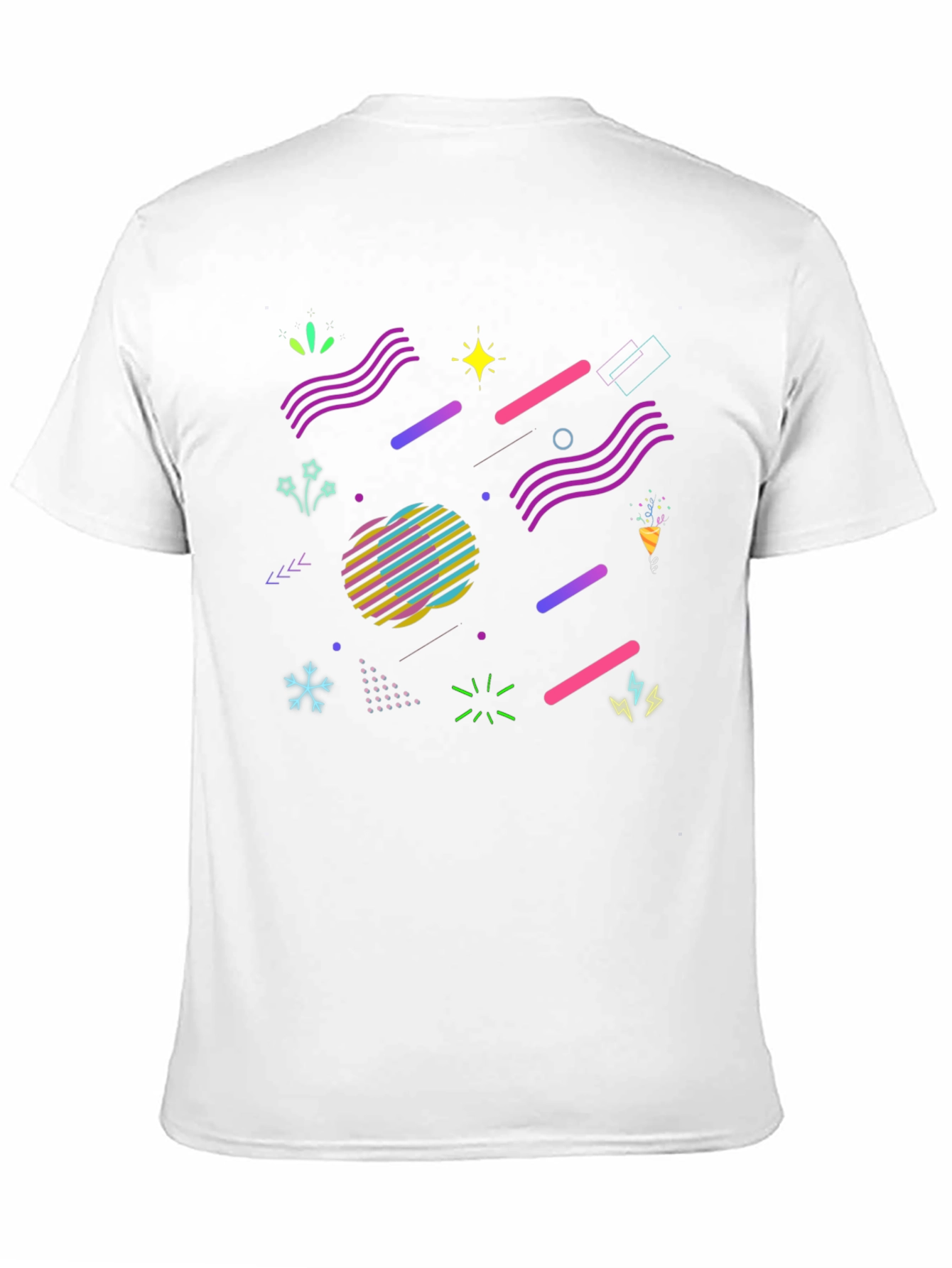 Camiseta Negra con Diseño Geométrico Retro