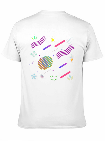 Camiseta Negra con Diseño Geométrico Retro