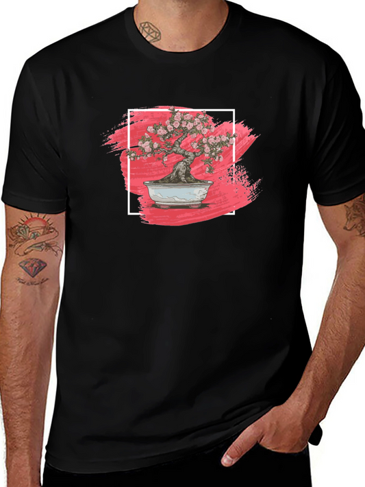 Camiseta Negra Bonsái Floral - Estilo Único