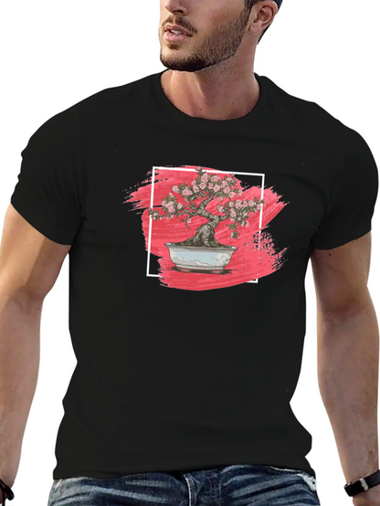 Camiseta Negra Bonsái Floral - Estilo Único
