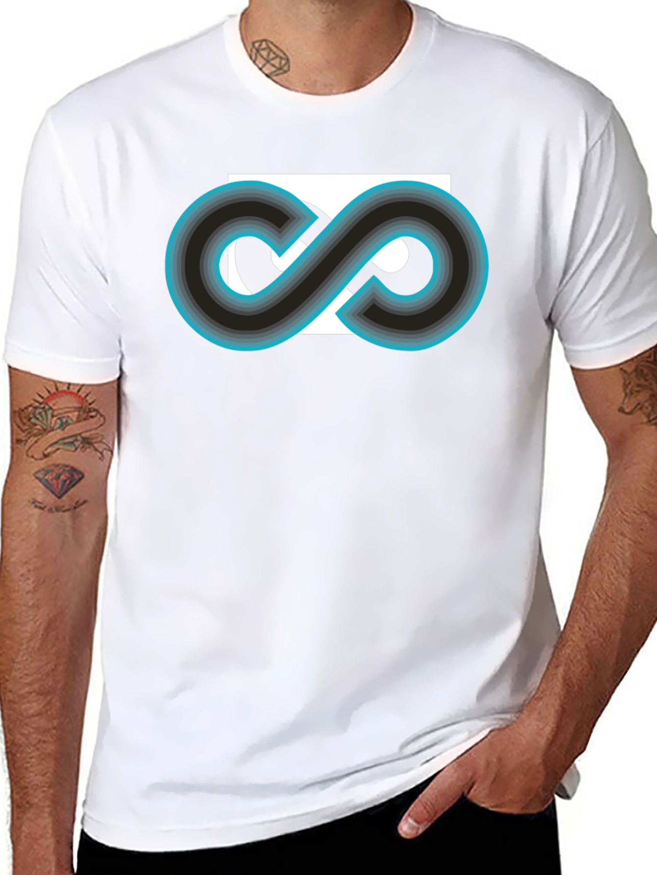 Camiseta Negra con Diseño Infinito Retro